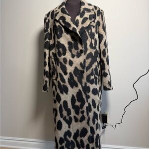 NWT Commense Leopard Print Wool Coat